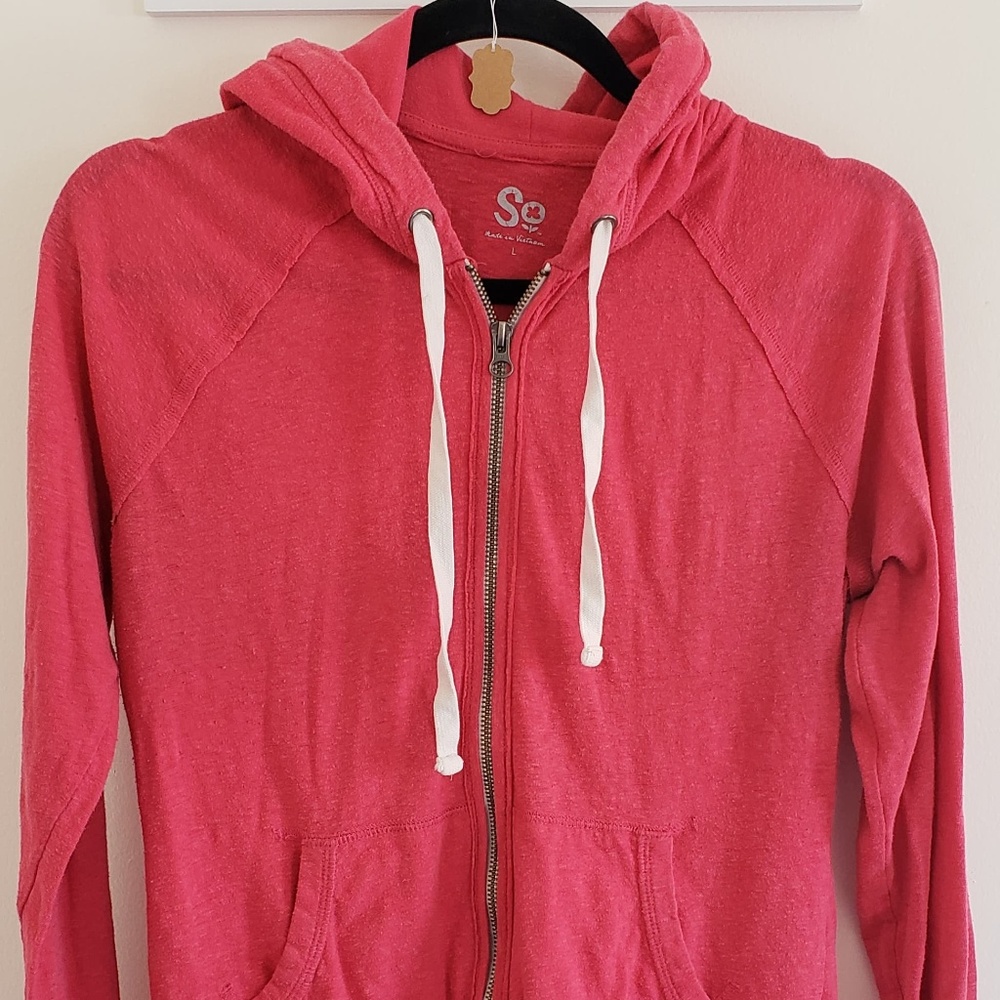 Pink Lightweight Zip Hoodie